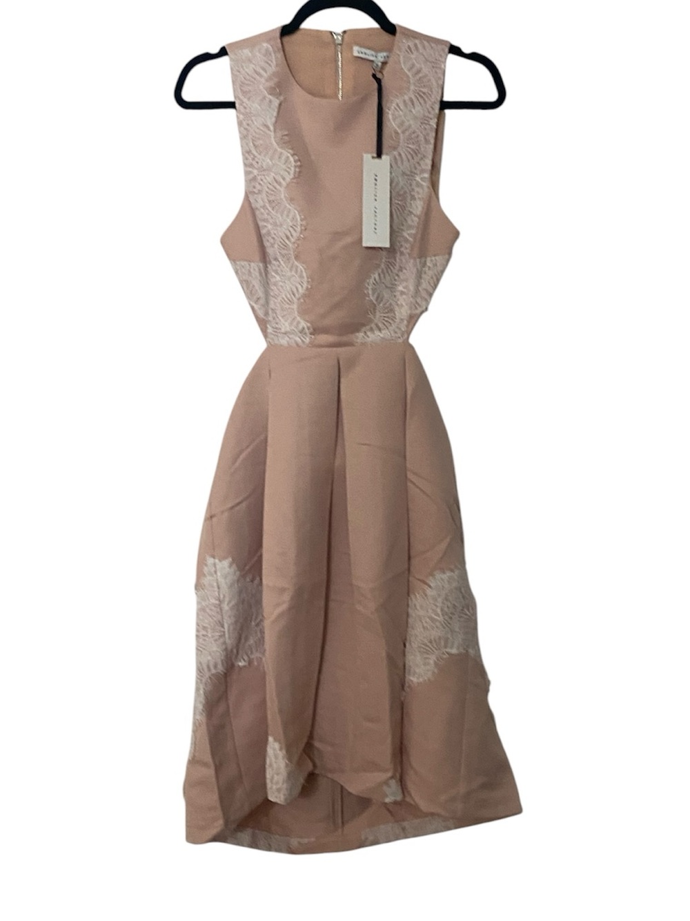NWT ENGLISH FACTORY Sleeveless Blush Lace-Trim A-Line Dress S